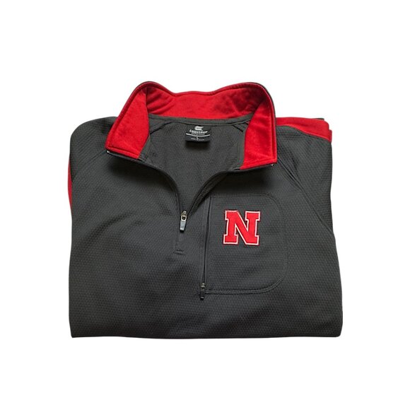 Nebraska Huskers Colosseum Gray Red Quarter Zip Pullover Men’s Large 🏈 - Picture 9 of 11